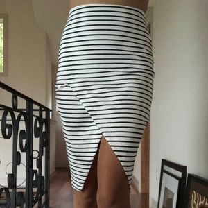 White and black Stripped Skirt